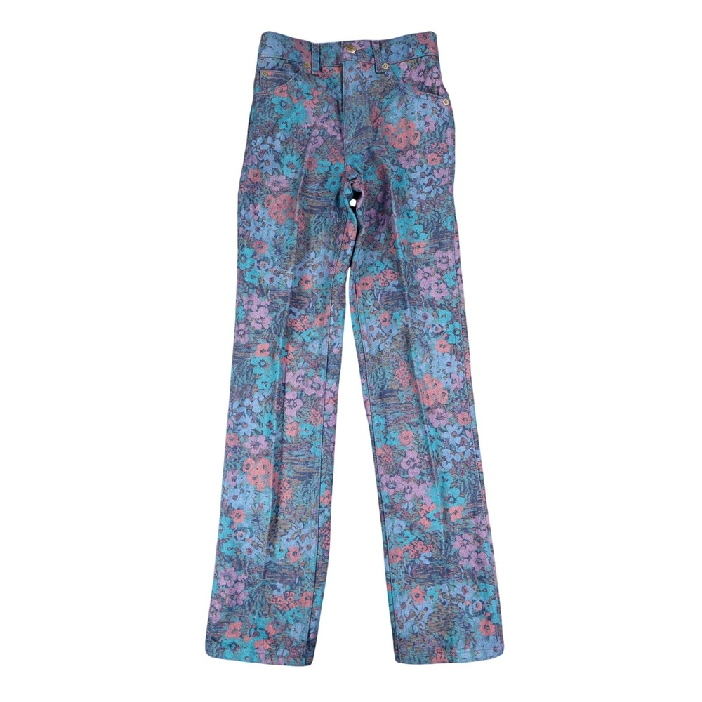 Lee Riders Girls 10 Regular Floral Jeans Straight Leg Blue USA Cotton NOS NWT